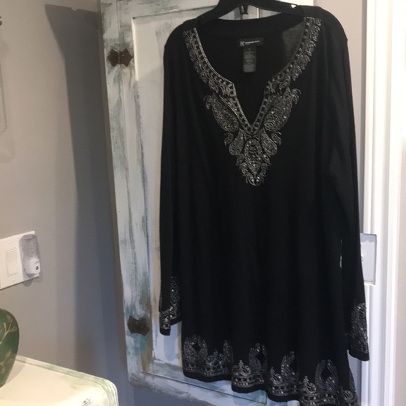 INC international cotton silver embroidered tunic 1X - Picture 9 of 9